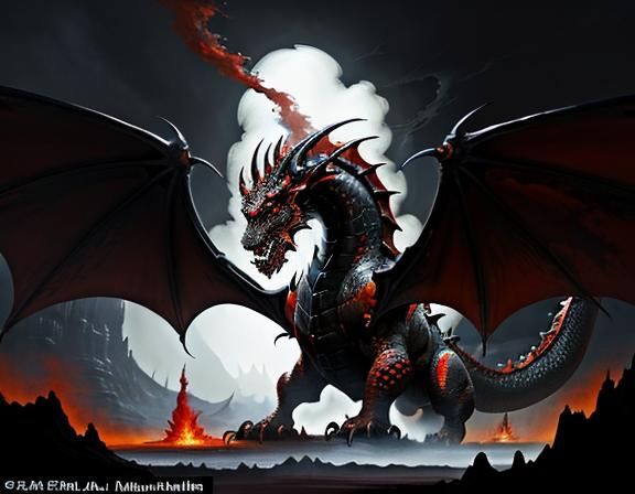 Fiery Dragon in Dynamic Fantasy Art Style