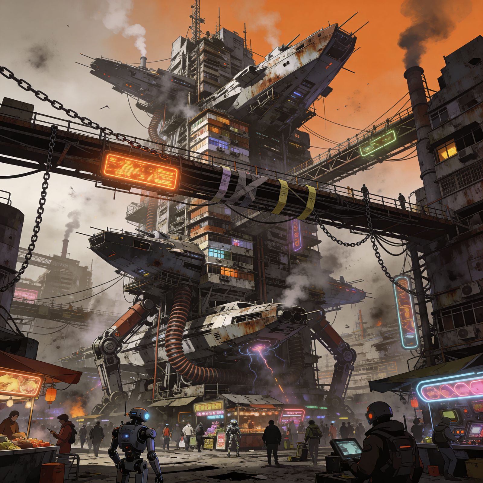 Cyberpunk Sci-Fi Junkworld Cityscape