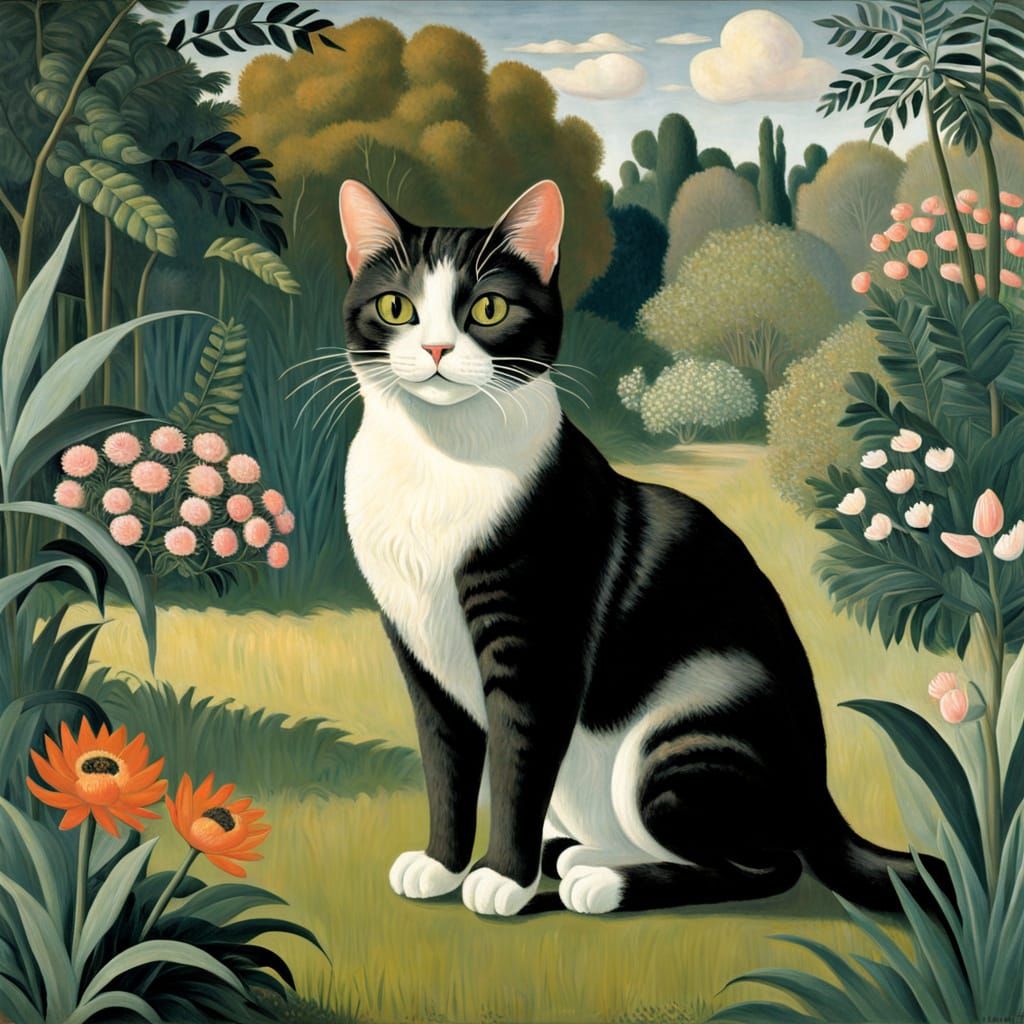 Cat and Companion in Impressionist Style