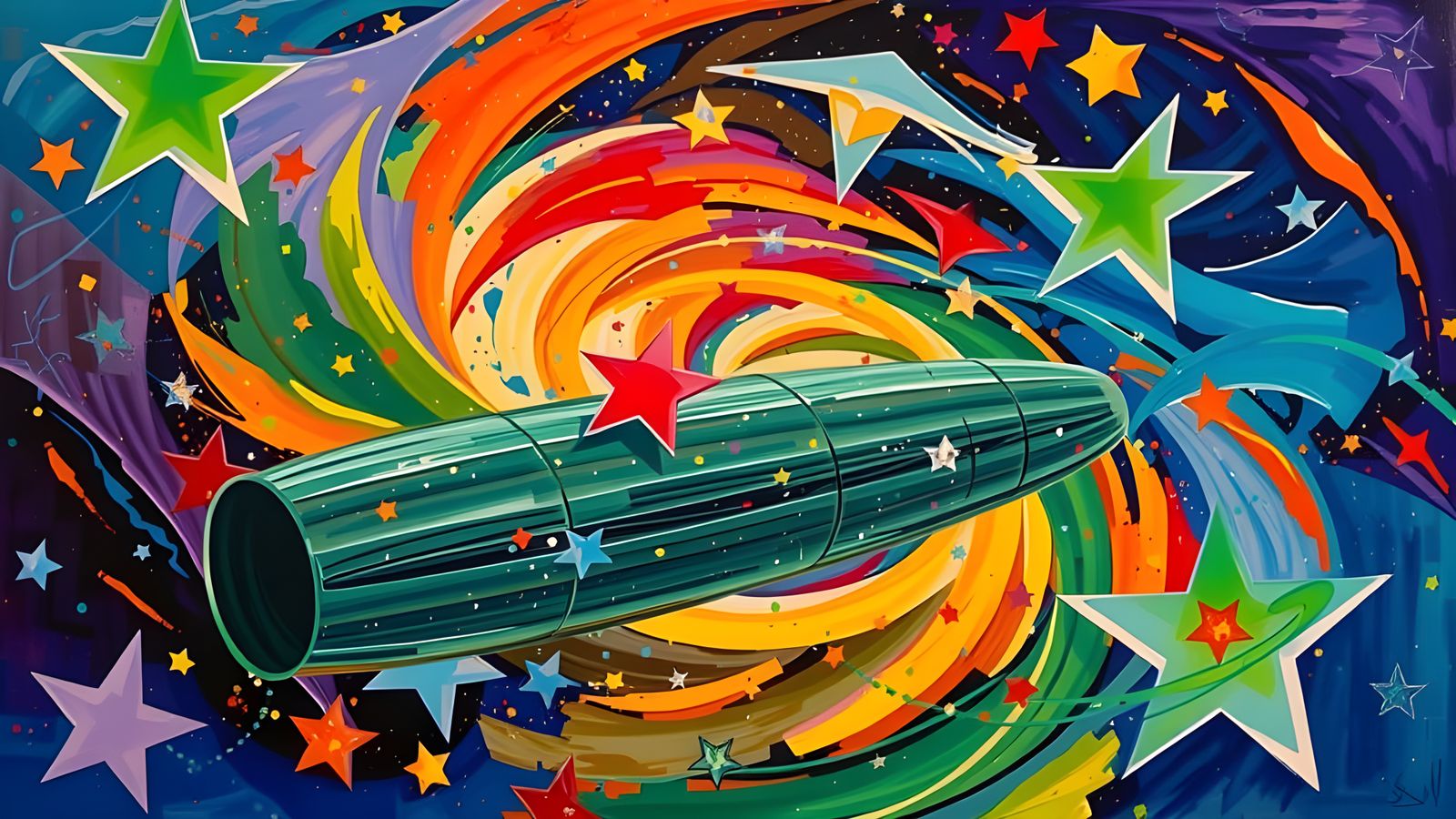 Vibrant Abstract Expressionist Maelstrom in Impasto Oil