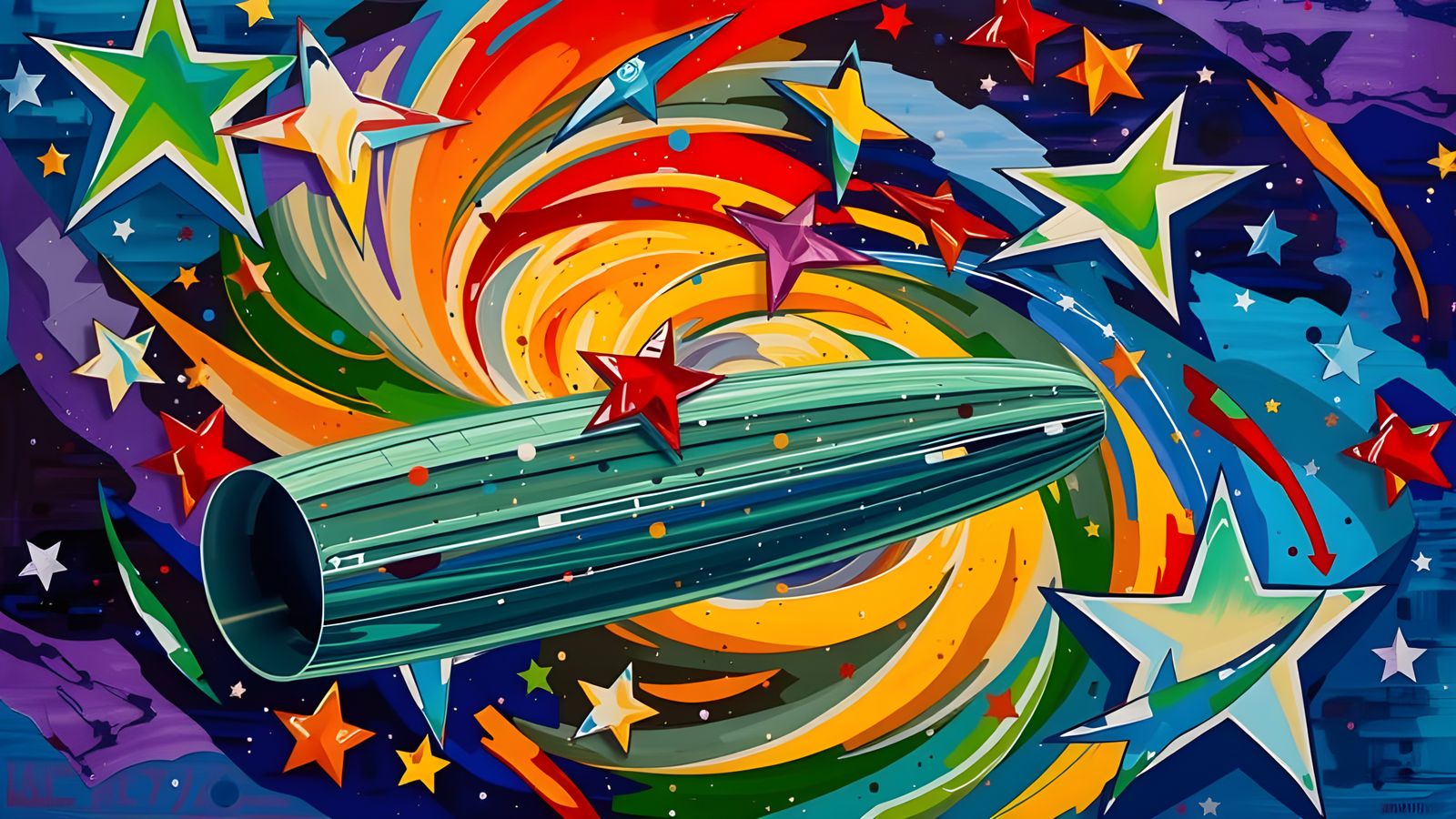 Spinning Mirrors Reflecting Abstract Impasto Oil Painting