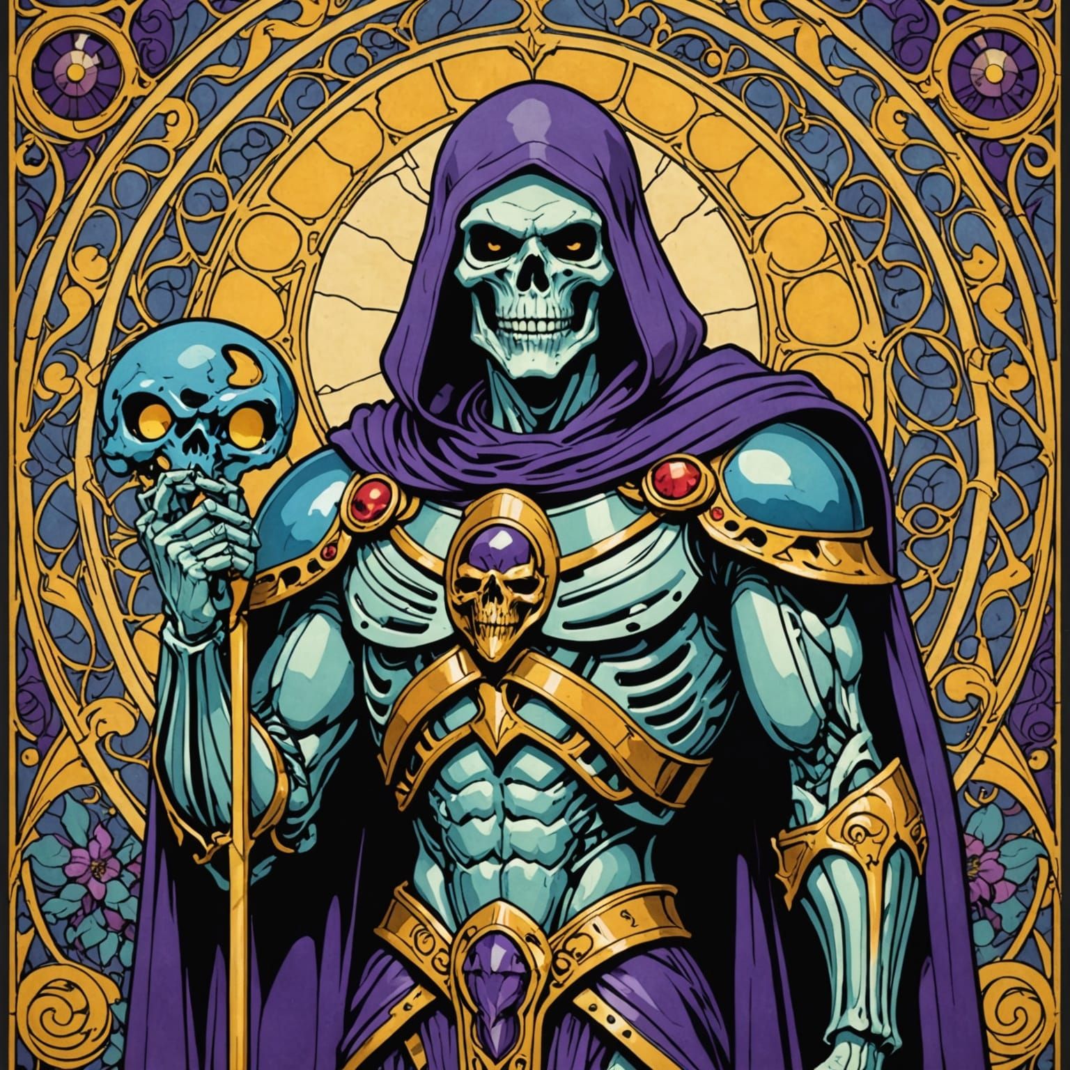 Skeletor in Elegant Art Nouveau Style