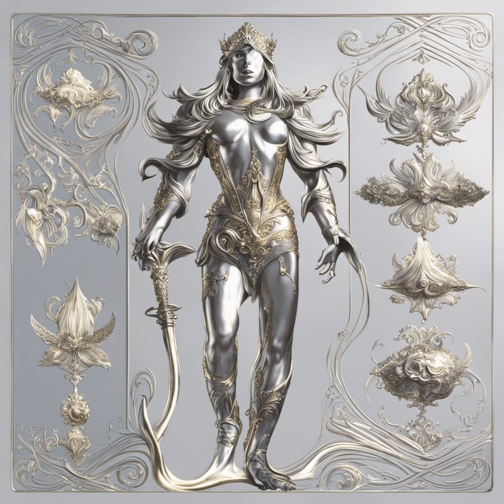 Iridescent Mermaid in Art Nouveau Style