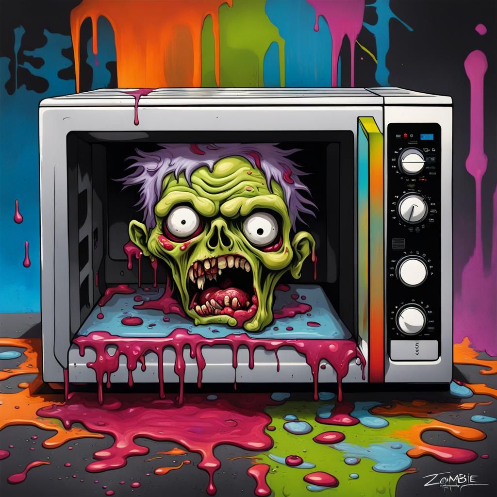 Zombie Microwave in Graffiti Splash Art Style