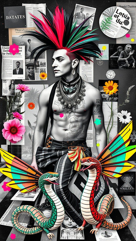 Quetzalcoatl Embodied in Dada-Inspired Photogram Collage