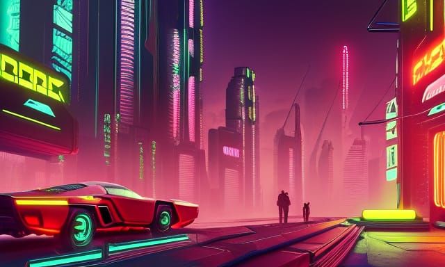 Cyborg Spiders in Neon Cyberpunk Metropolis