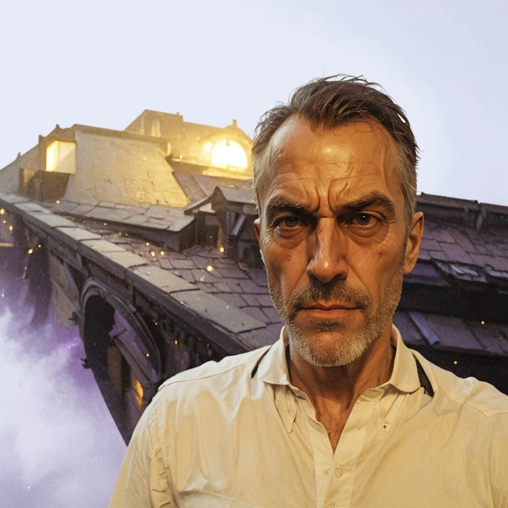 Batman on Gothic Rooftop: Dark Fantasy Concept Art