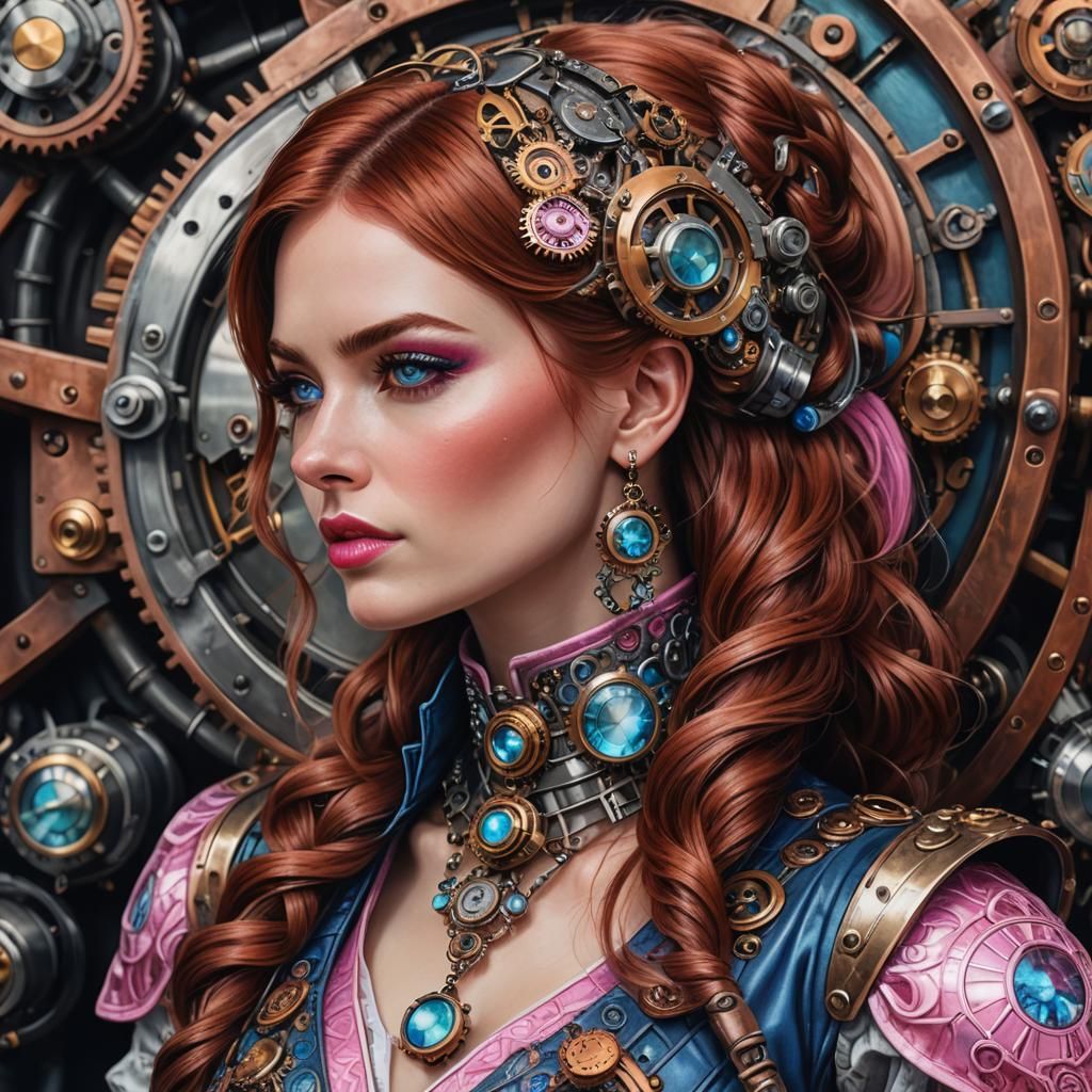 Steampunk Beauty: Hyperrealistic Portrait of Woman