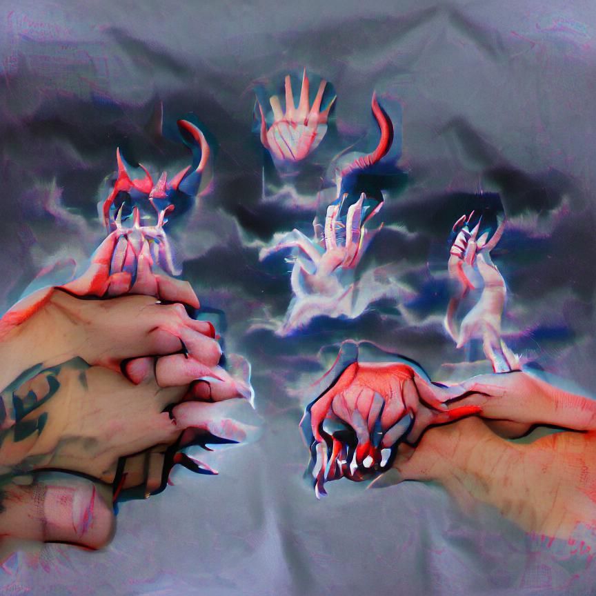 Walking Hand-in-Hand with Demons: A Surreal Image
