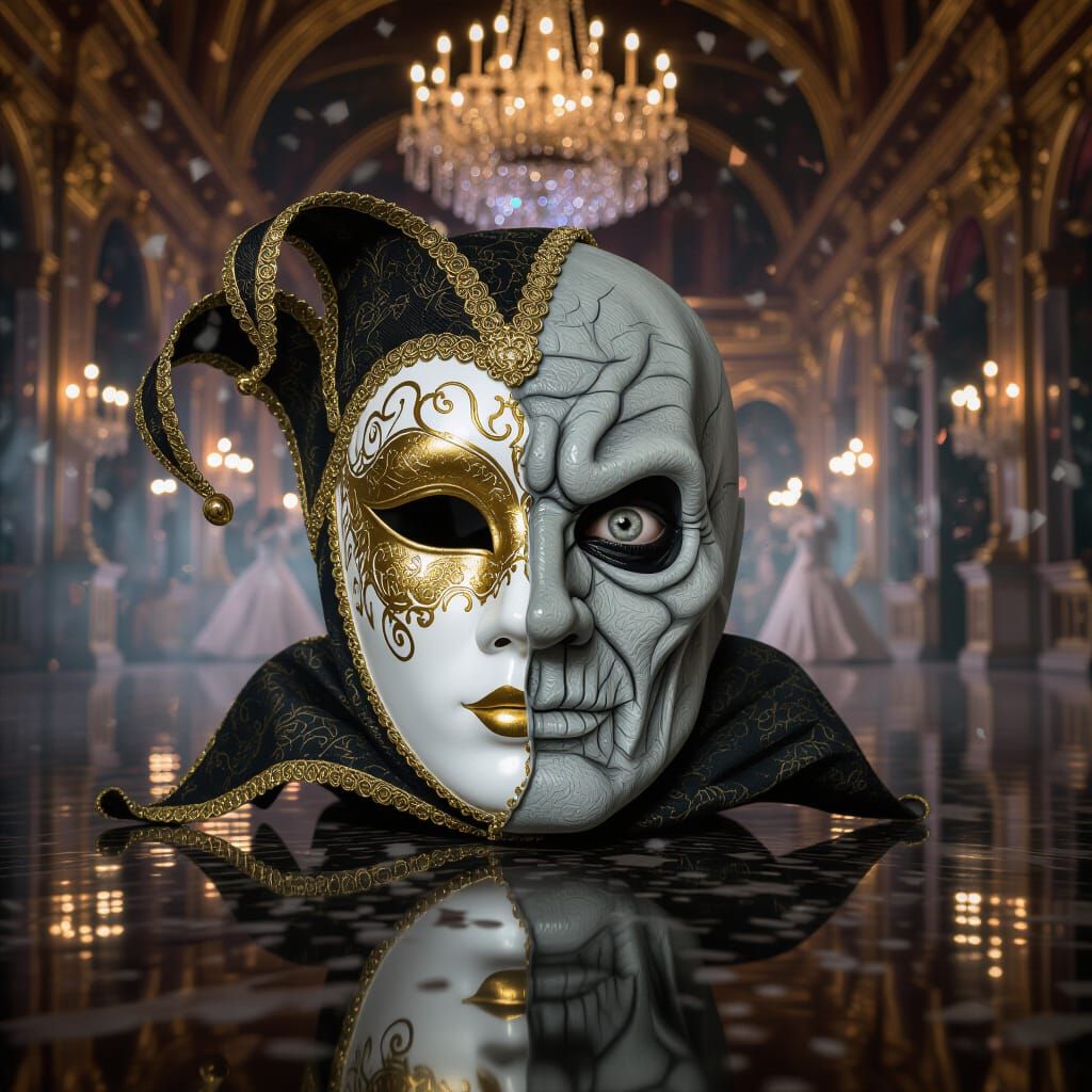 Venetian Mask Reveals Beauty and Horror in Chiaroscuro