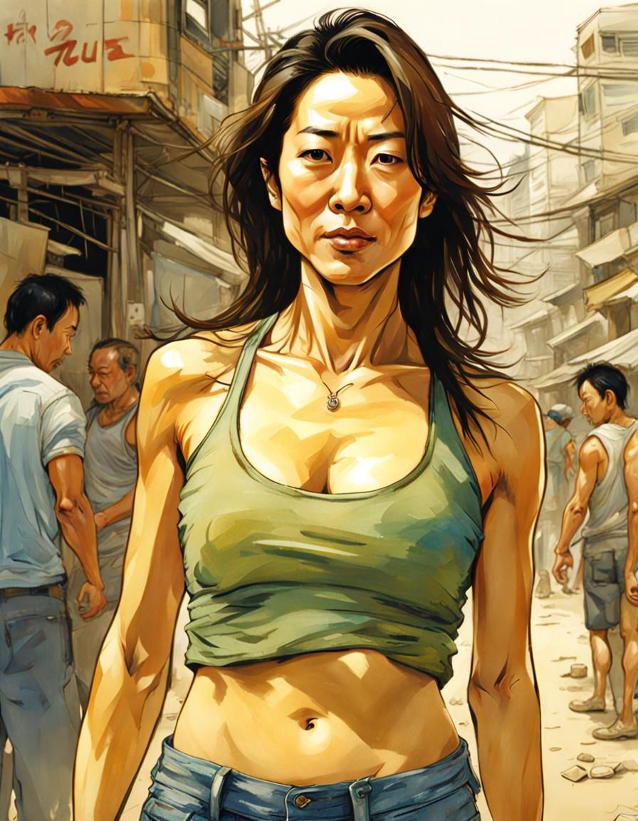 Michelle Yeoh Portrait in Kim Jung Gi Style