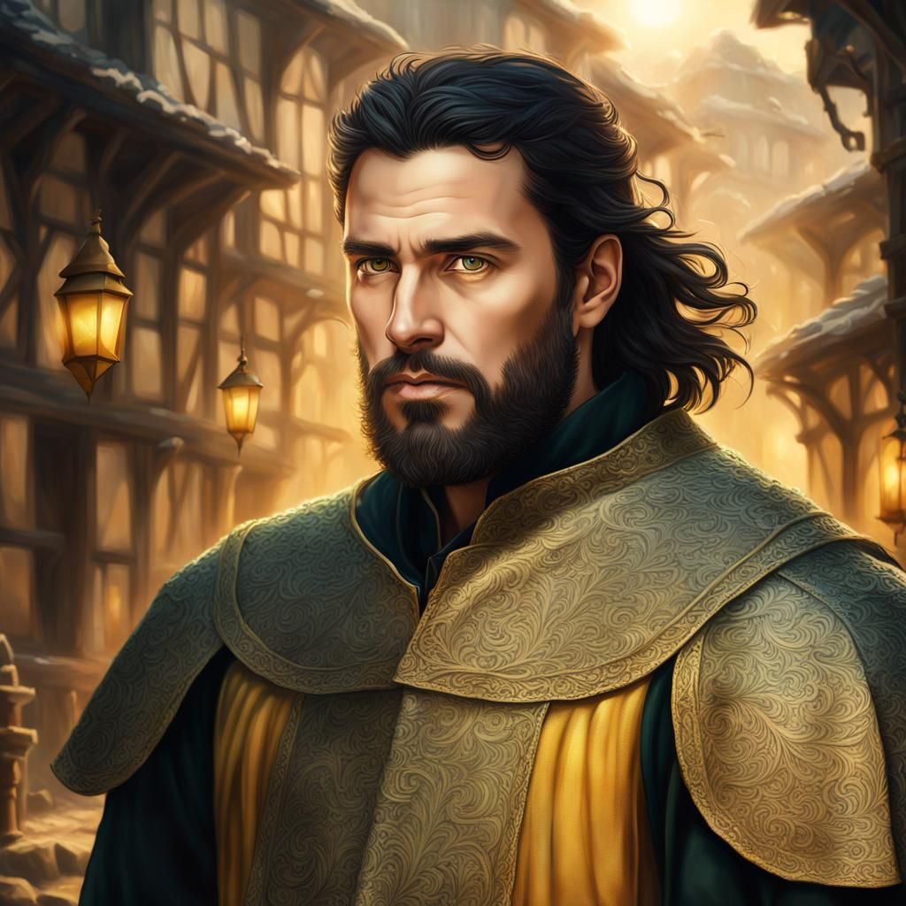 Medieval Counselor Portrait in Oil Painting Style