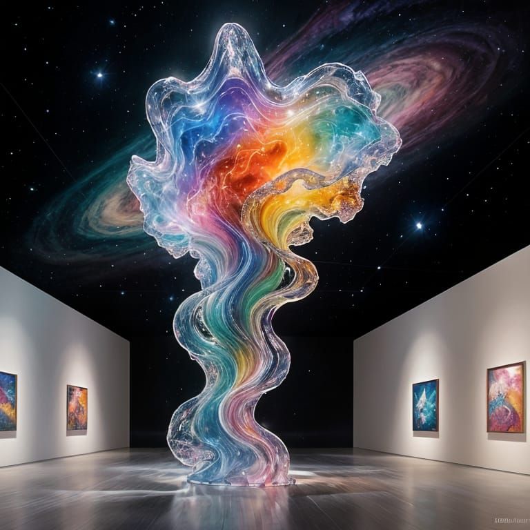 Cosmic Nebula of Blown Glass Art