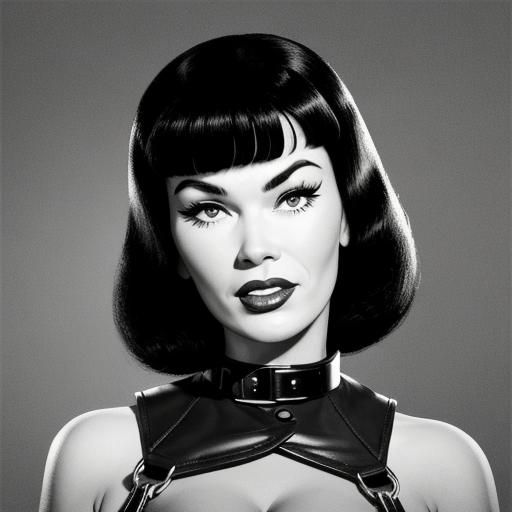 Bettie Page Portrait with Leather Collar