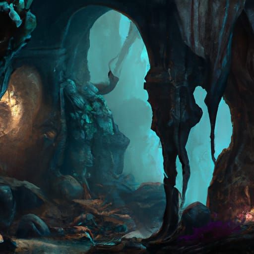 Dark Fantasy Cave with Volumetric Lighting