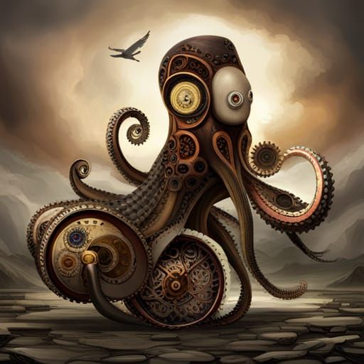 Steampunk Octopus Machine Engine