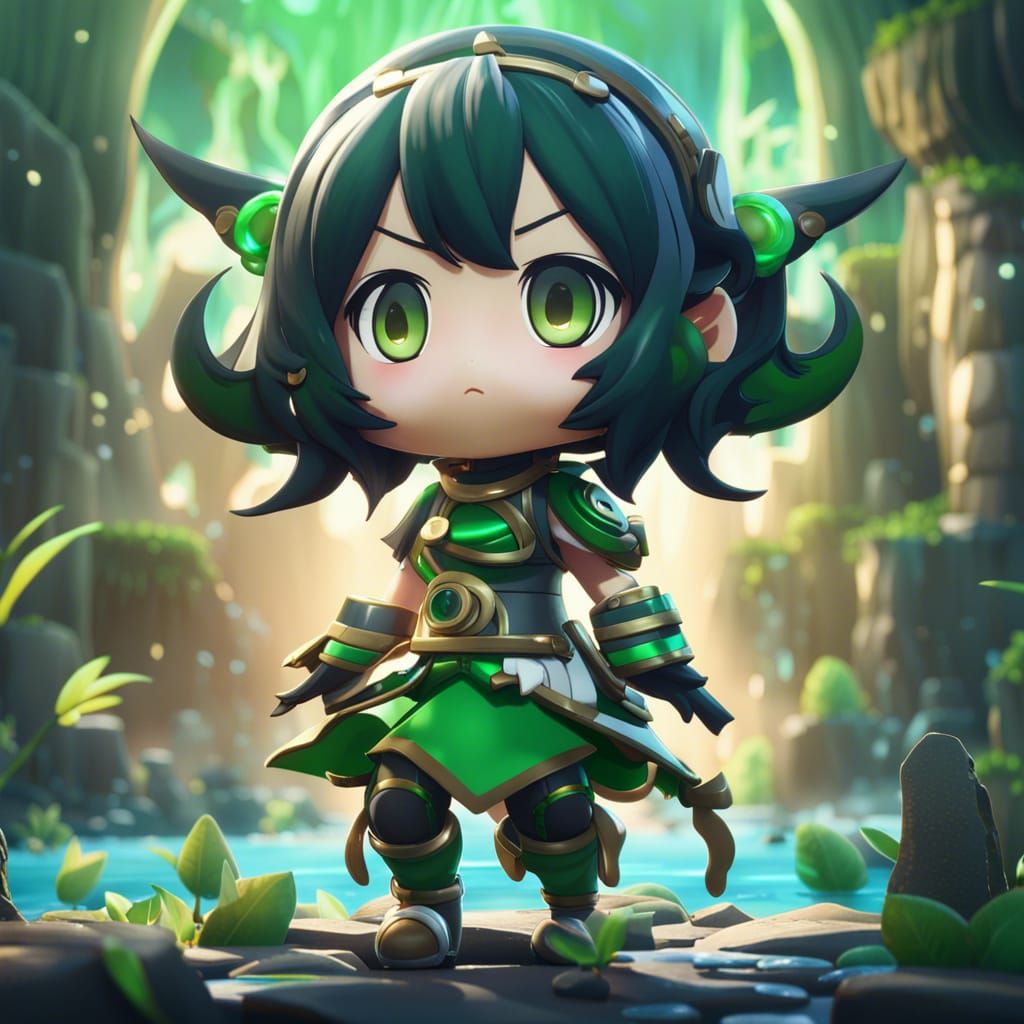 Tsuyu Asui Chibi: Detailed Fantasy Concept Art