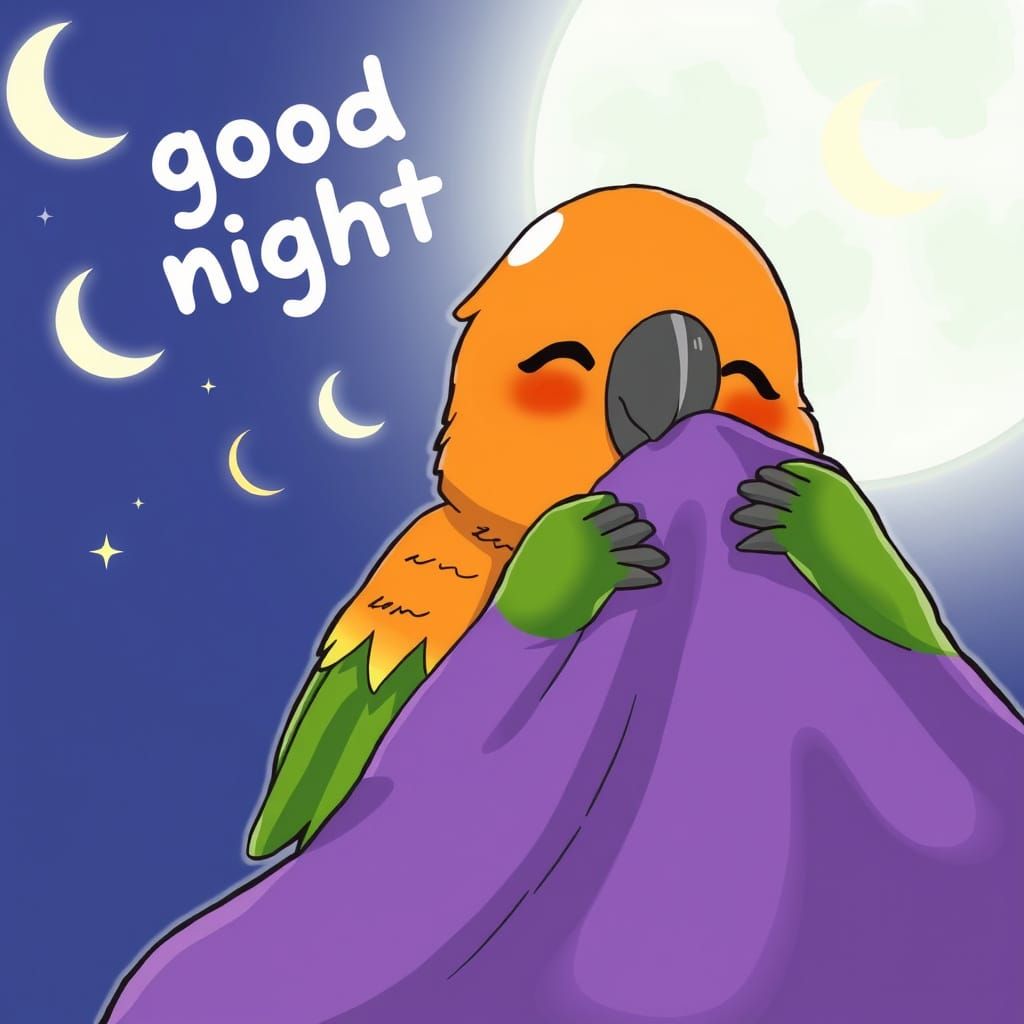 Adorable Parrot Snuggles Up for Good Night