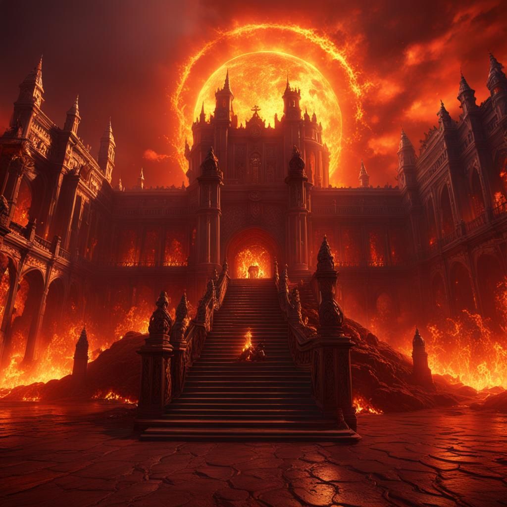 Lucifer's Palace: A Hellish Fantasy Landscape