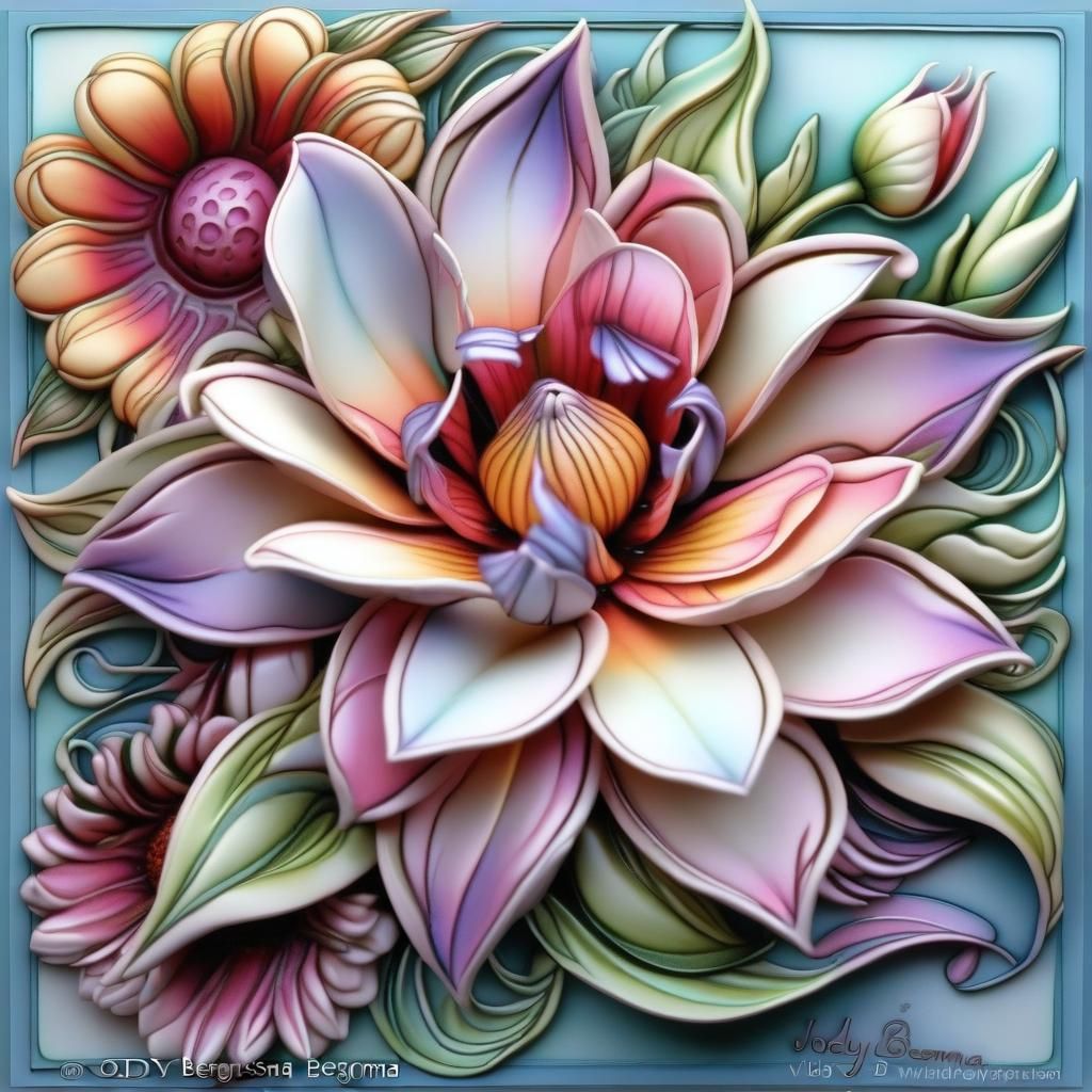 Vivid 3D Flower Digital Art