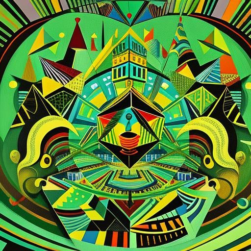 Neo-Cubist Circus in Art Deco Style