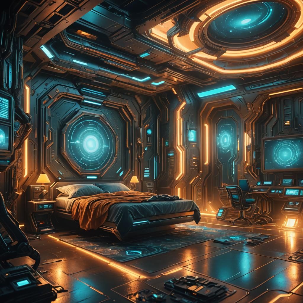 Aliens Wake Person in Futuristic Bedroom