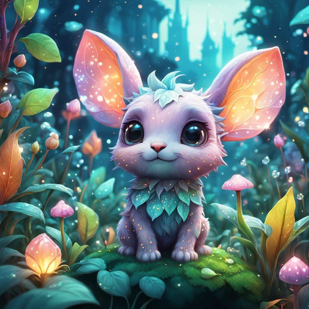 Enchanted City of Glowing Plants and Creatures