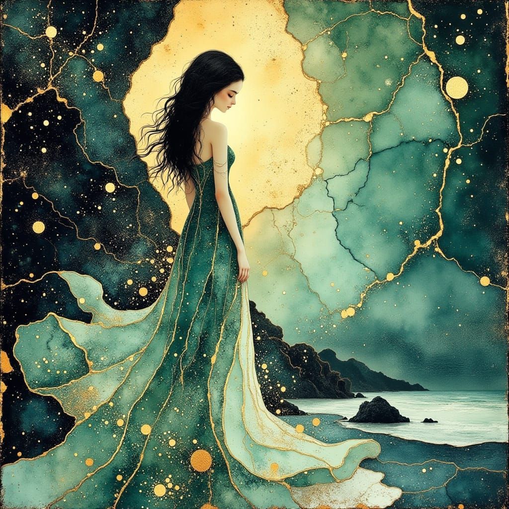 Ethereal Princess in Seaside Dreamscape