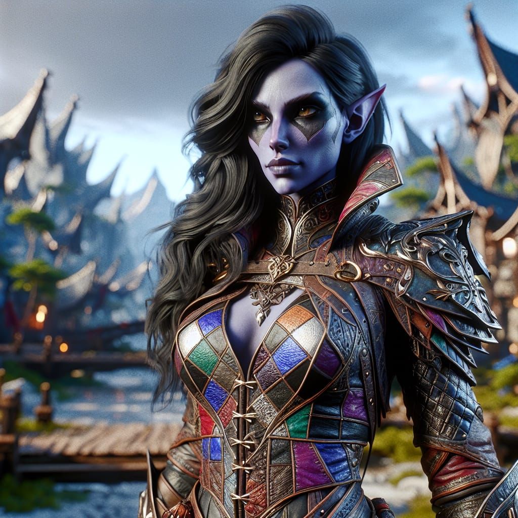 Drow Rogue in Patchwork Armor: Fantasy Concept Art