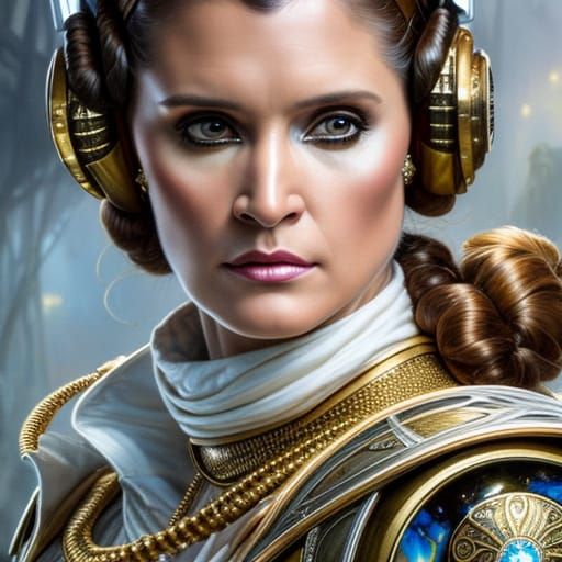 Princess Leia Rococo Portrait: Hyperdetailed Art