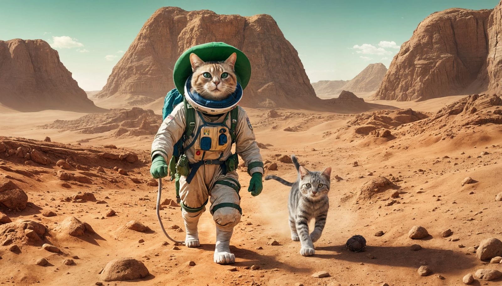 Cat Explorer on Mars Seeking Lost Pyramid