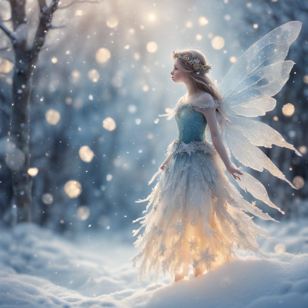 Whimsical Fairy in Winter Wonderland