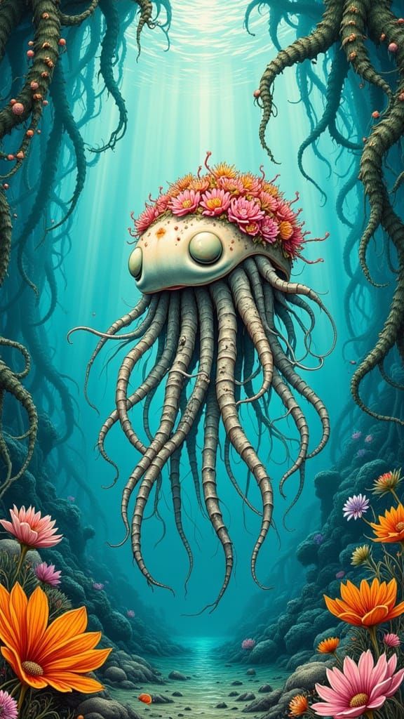 Ethereal Aquatic Cathedral Scene