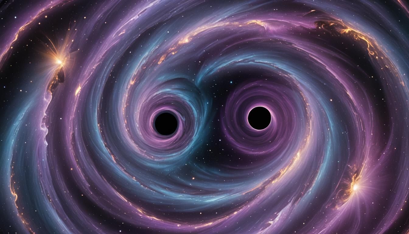 Swirling Blue and Violet Light Around Black Hole