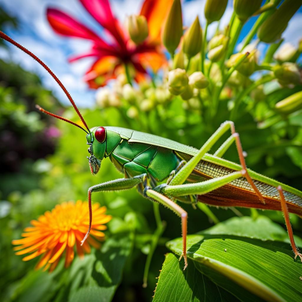 Katydid's Colorful, Hyperdetailed Garden View