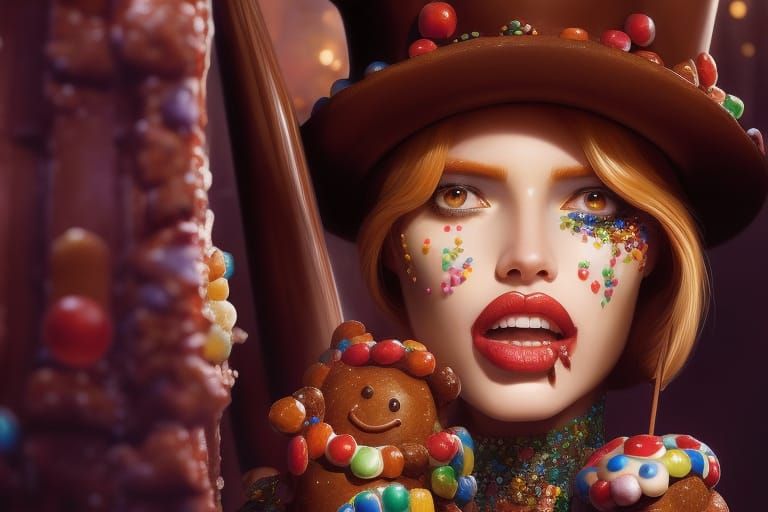 Gnomes Cooking in Gingerbread House, Watercolor Steampunk