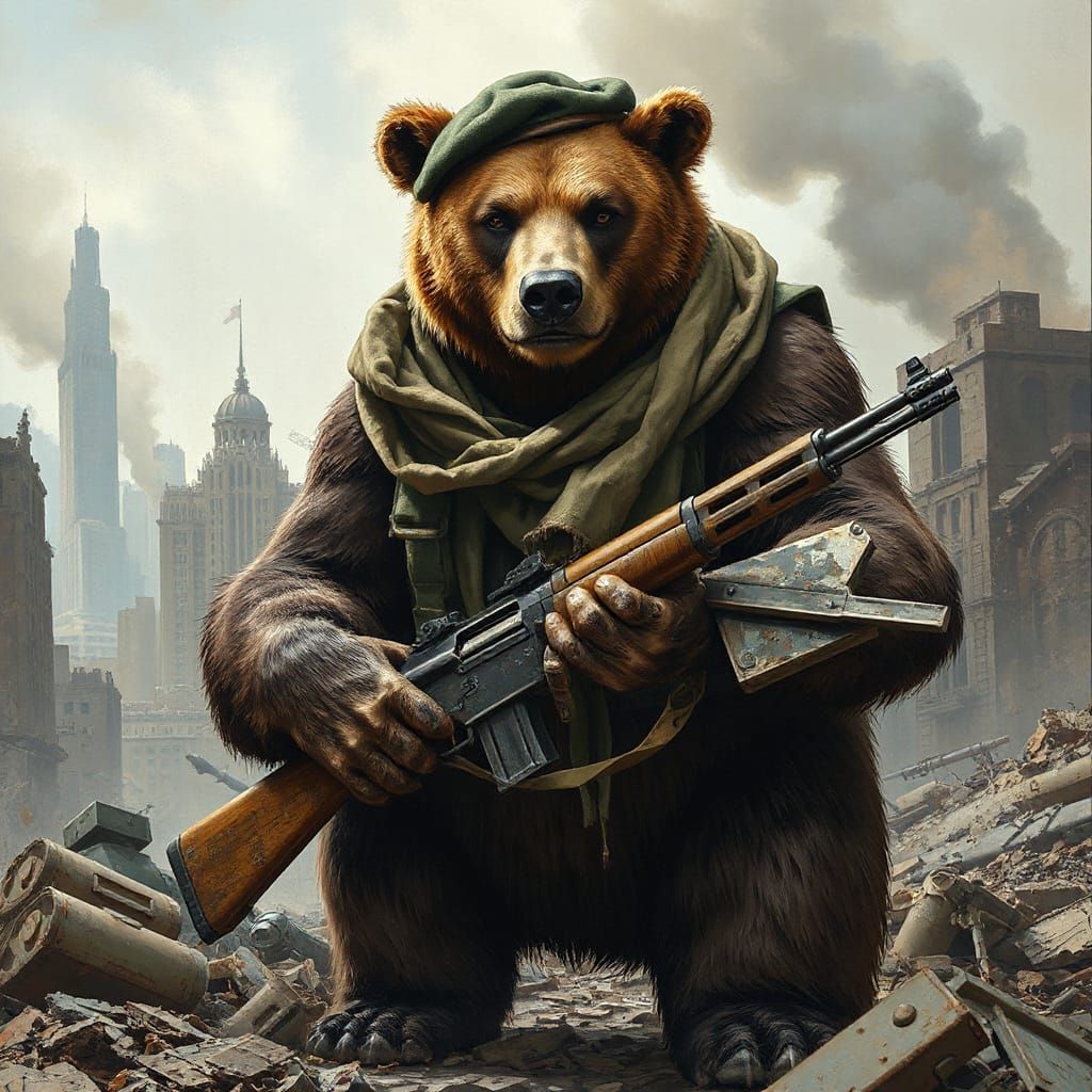 Warrior Bear in Tattered Beret