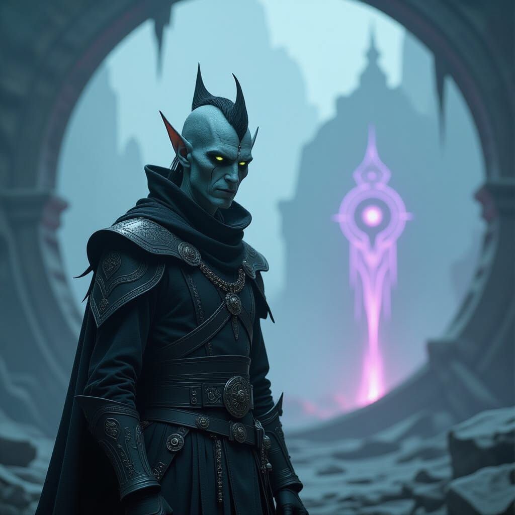 Githzerai Warlock in Dreamlike Arcane Landscape