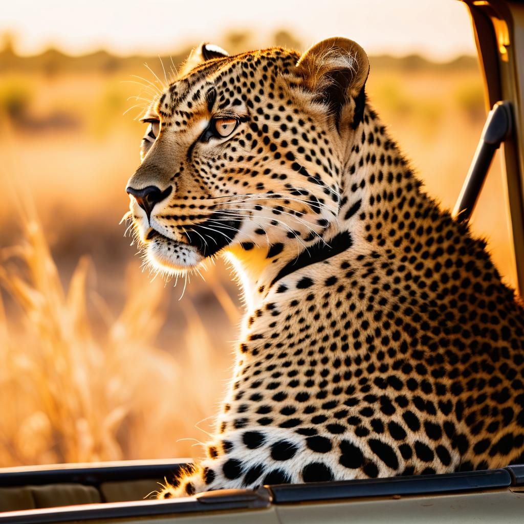 Leopard in Safari Car: Wildlife Photography in Africa