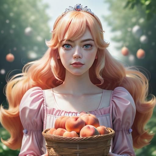 Realistic Princess Peach as Emma Stone Likeness