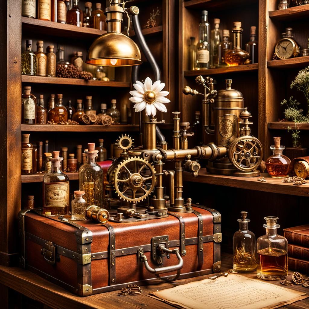Steampunk Alchemy Still Life in 18th Century Style