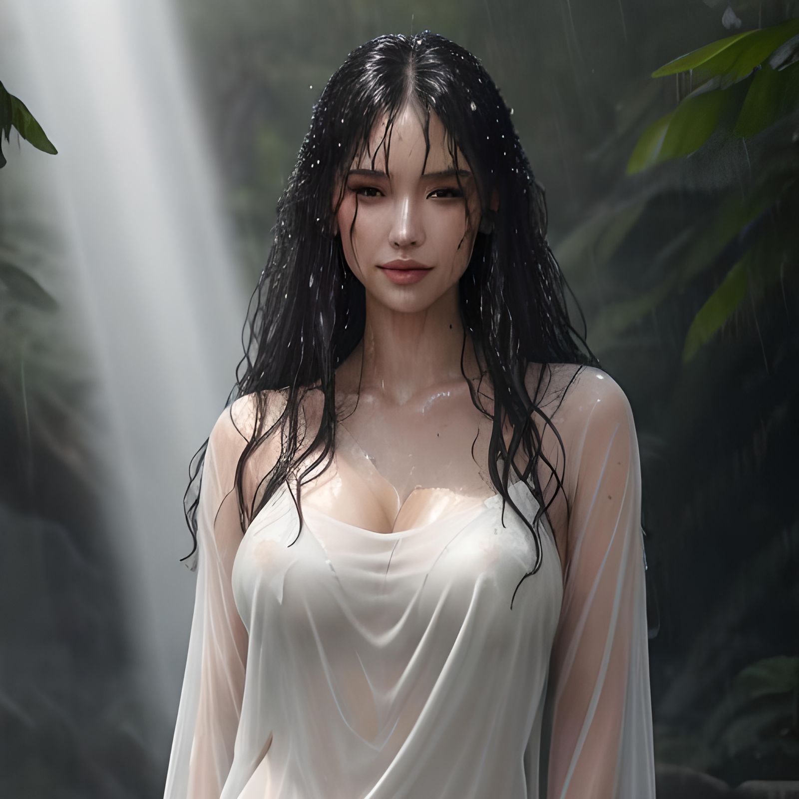 Erogenous Portrait of Woman with Dripping Wet Hair