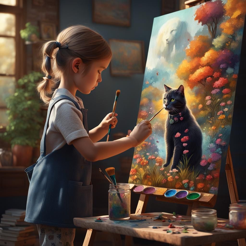 MOM: Sasha what are you doing?
Sasha: painting a picture!
Mom: okay I'll come and see!
Sasha: It's not the best.
Mom...