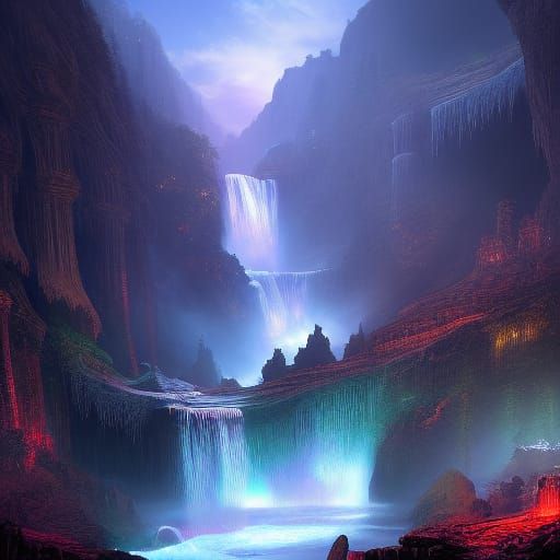 Grand waterfall at night