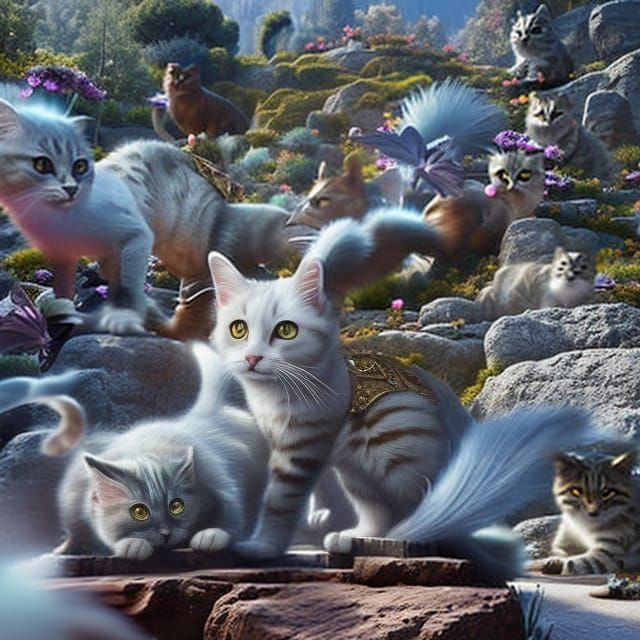 Cats in a Garden: Digital Matte Painting