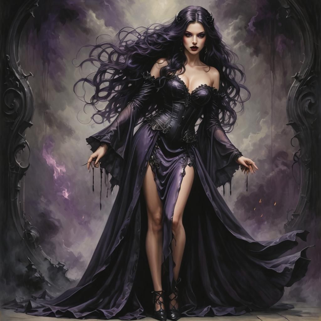 Sorceress in Gothic Castle: Hyperrealistic Digital Art