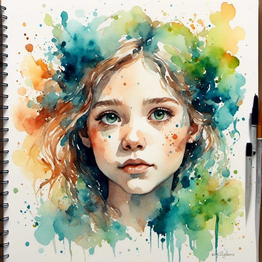 Delicate Watercolour Portrait of a Person