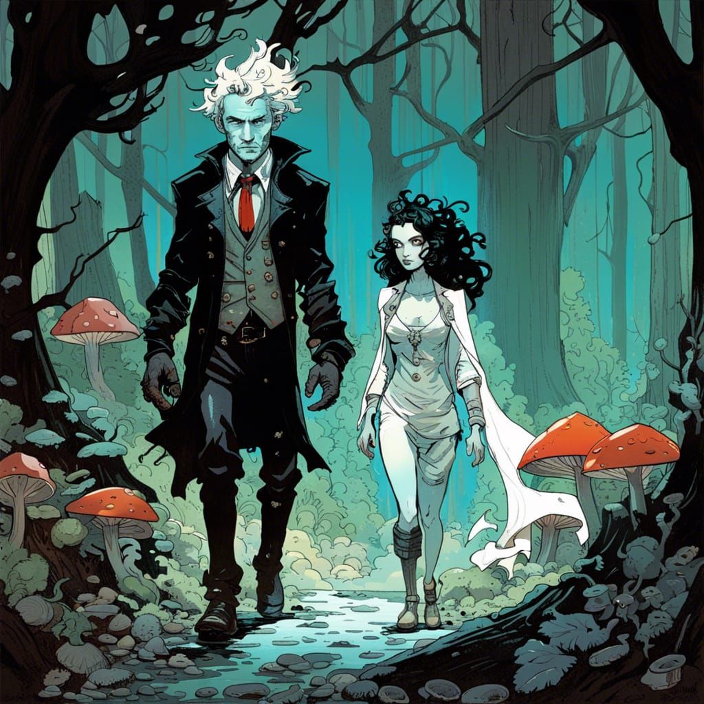 Vampire in the Woods, Bioluminescent Digital Art