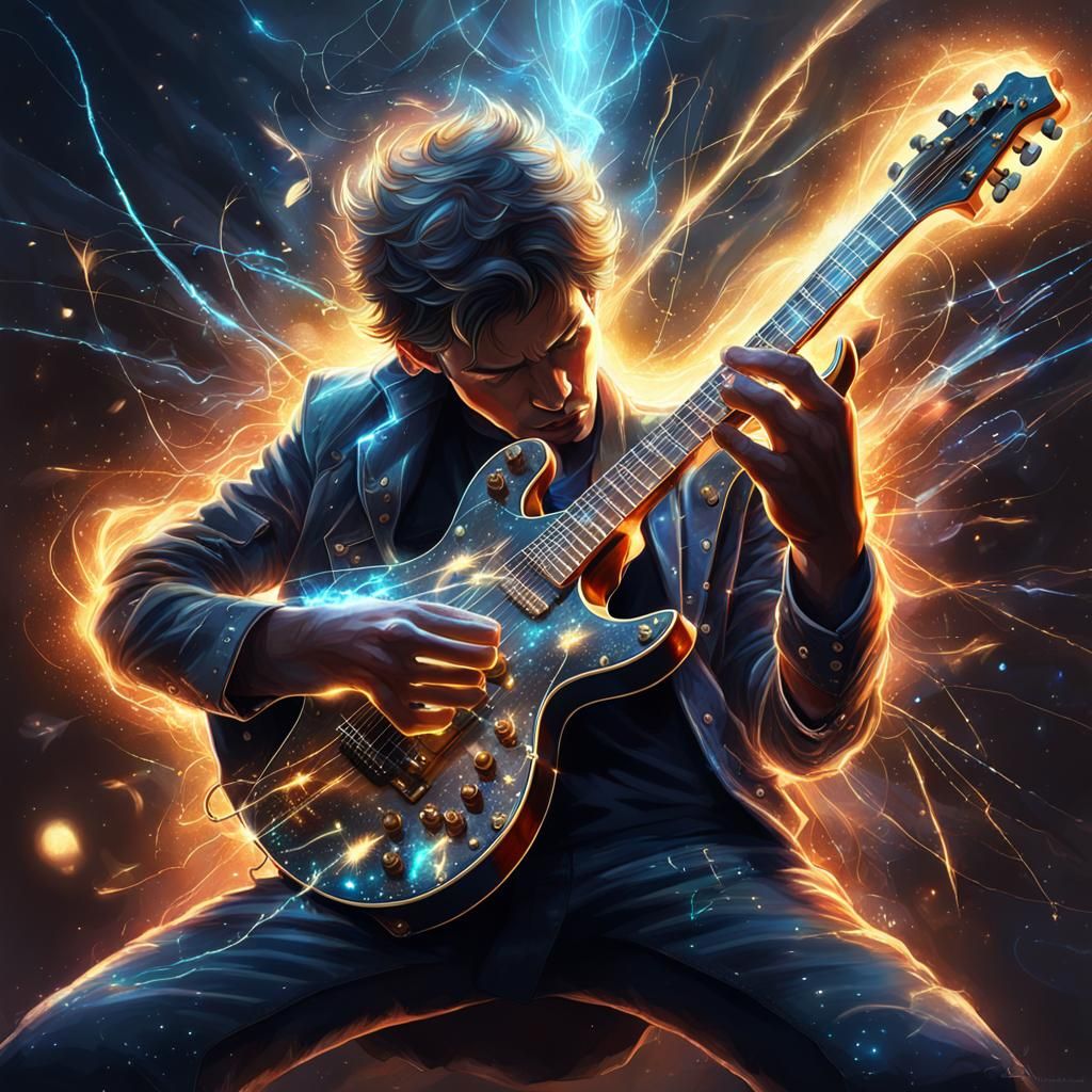 Electric Guitarist: Intense Energy in Digital Art