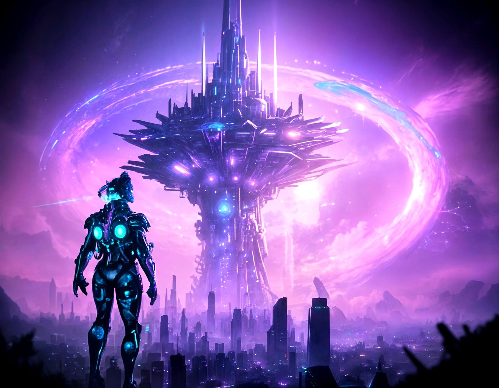 Bioluminescent Sci-Fi Cityscape in 3D